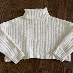 Altar'd State Cream Cable Knit Turtleneck Sweater